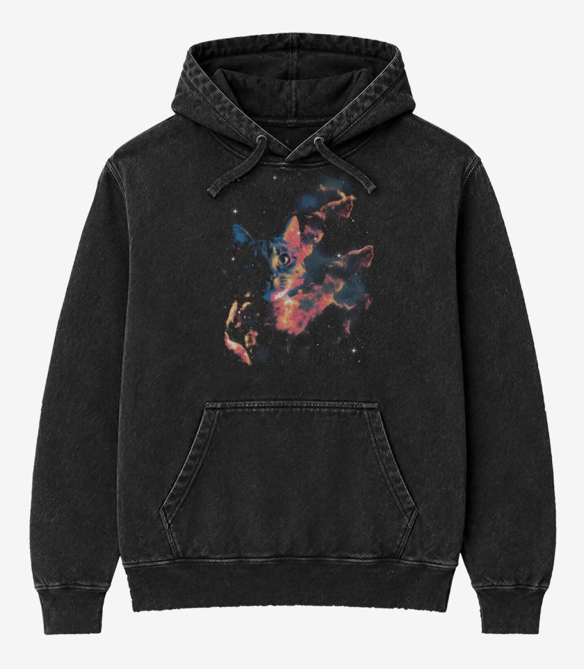 Poleron Canguro Acid Wash Negro de Neko Espacial