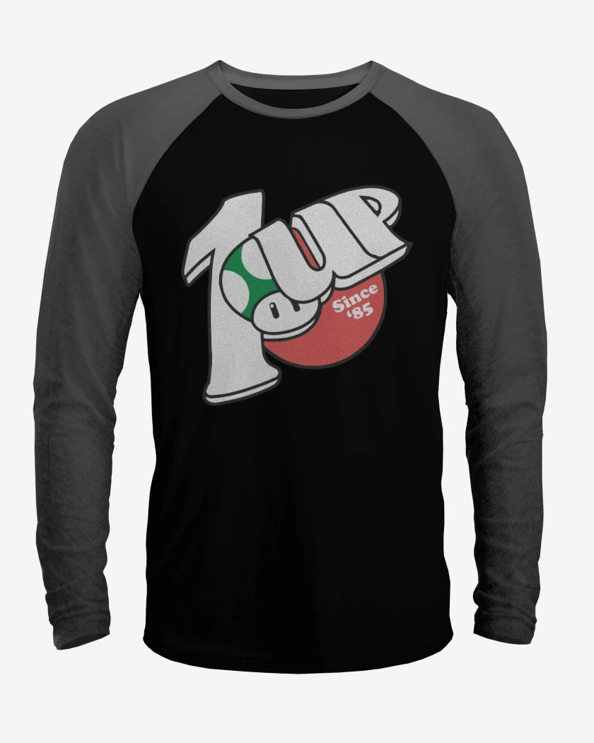 Polera Raglan Negro / Negro Heather de 1 UP
