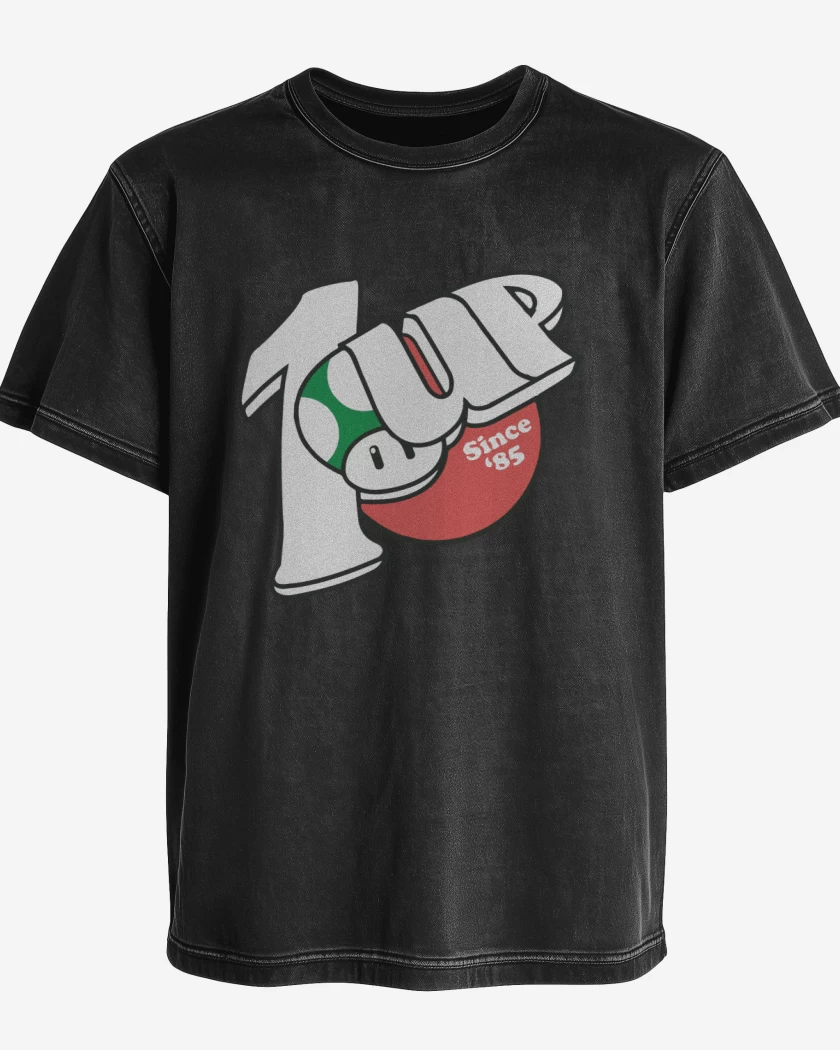Polera desgastada Negro de 1 UP
