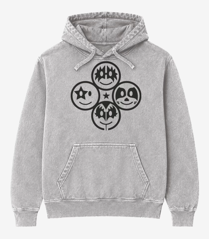 Poleron Canguro Acid Wash Gris Melange de Kiss