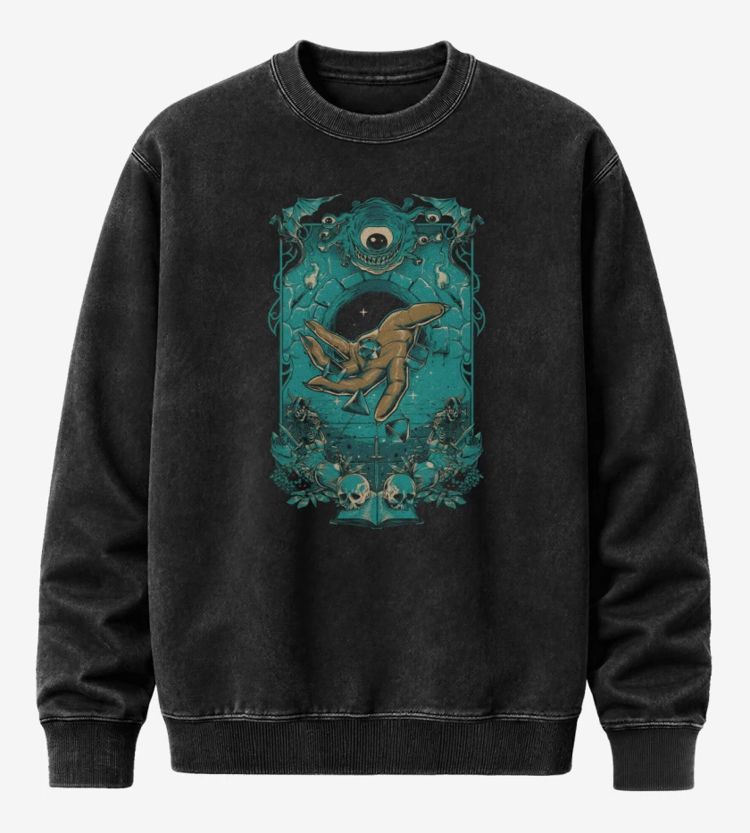 Poleron Polo Acid Wash Negro de Maestro del Calabozo