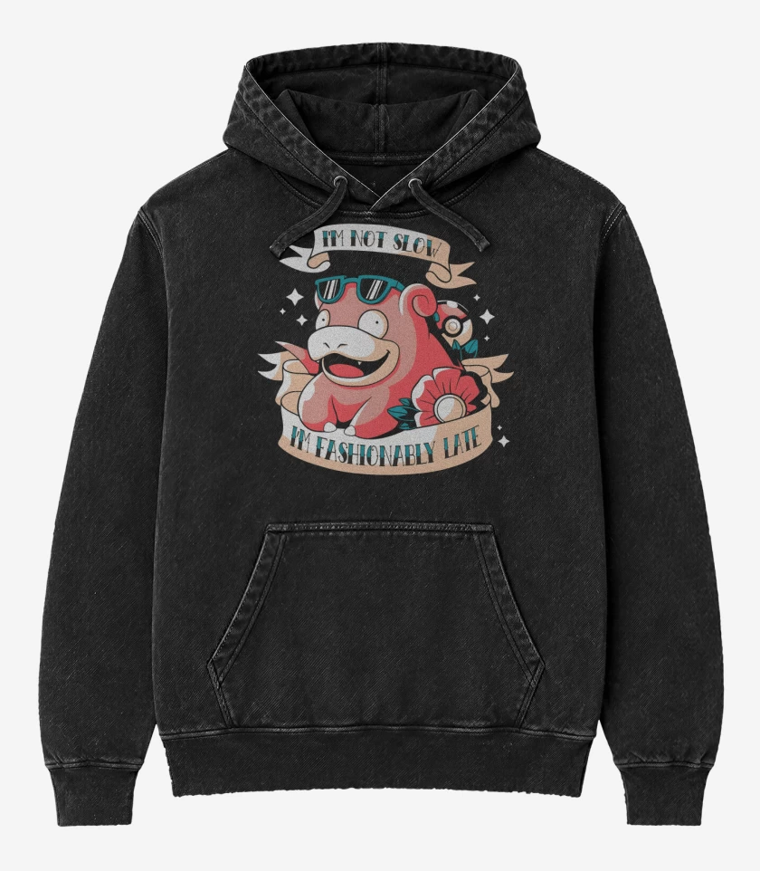Poleron Canguro Acid Wash Negro de Im Not Slow