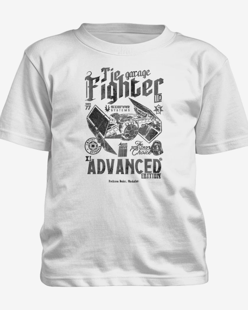 Polera de niño Blanco de TIE Hunter Garage