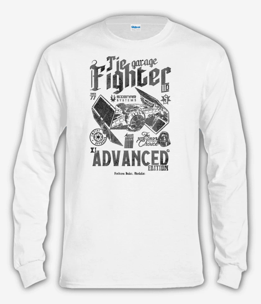 Polera manga larga Blanco de TIE Hunter Garage