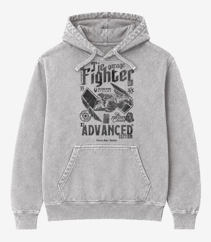 Poleron Canguro Acid Wash Gris Melange de TIE Hunter Garage