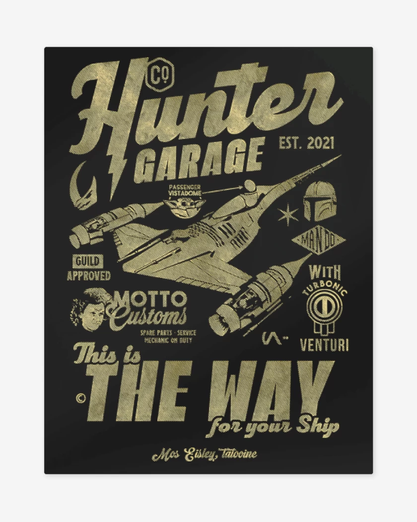 Print metalico Negro de Hunter Garage