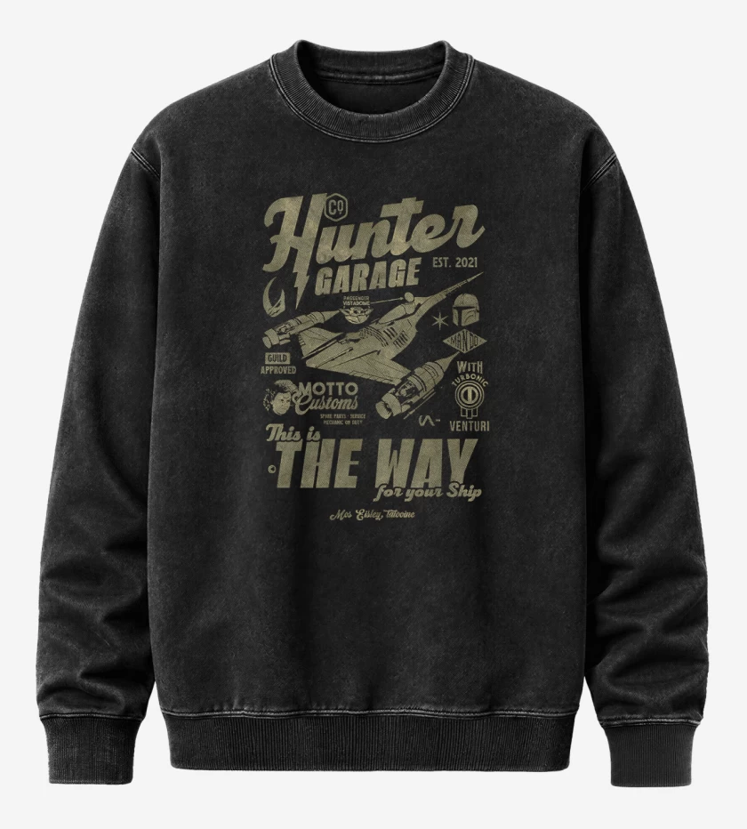 Poleron Polo Acid Wash Negro de Hunter Garage