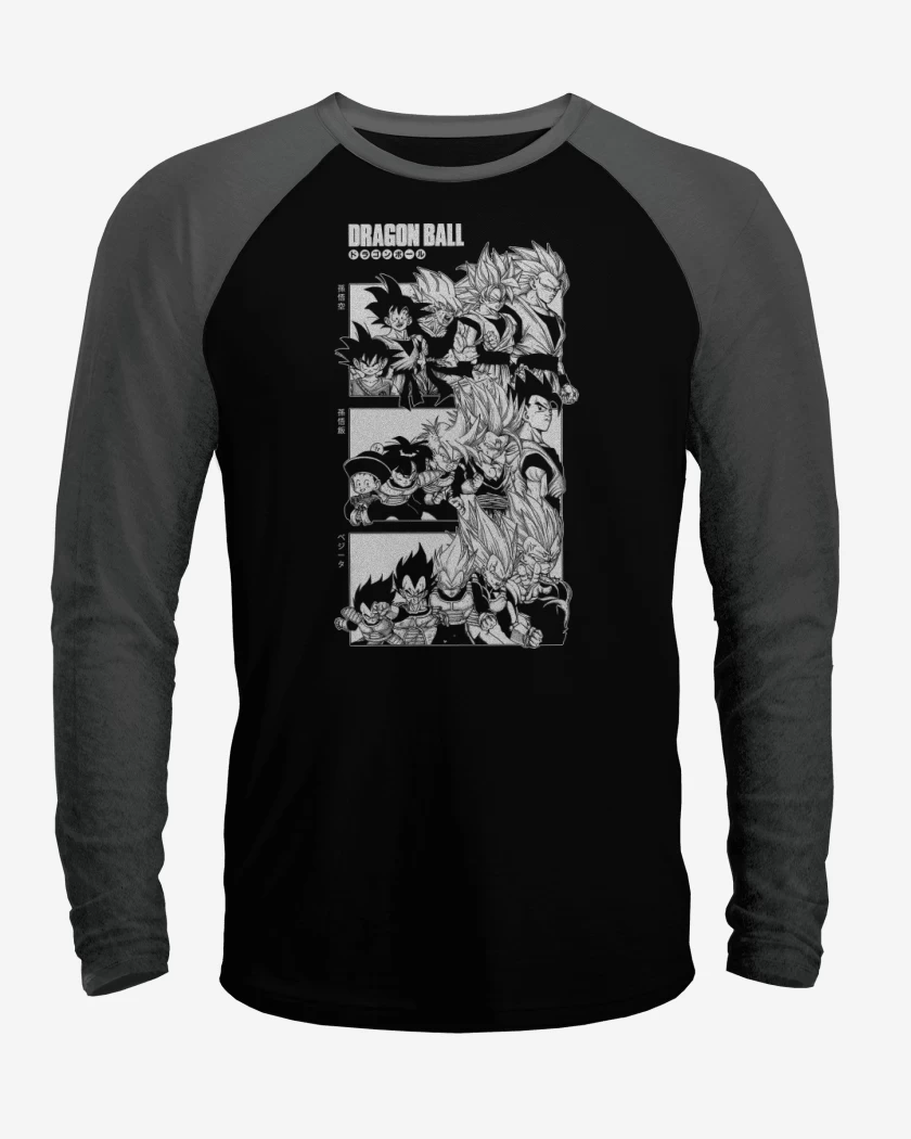 Polera Raglan Negro / Negro Heather de Saiyans Z
