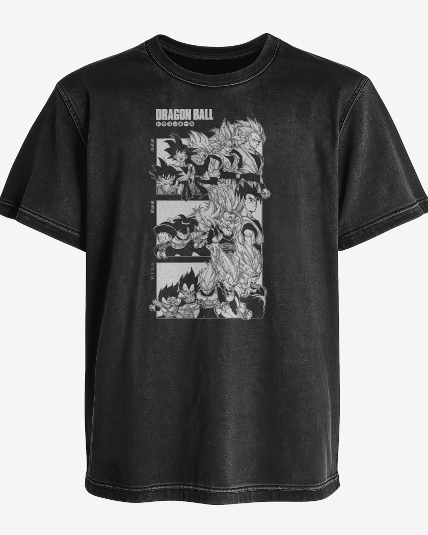 Polera desgastada Negro de Saiyans Z