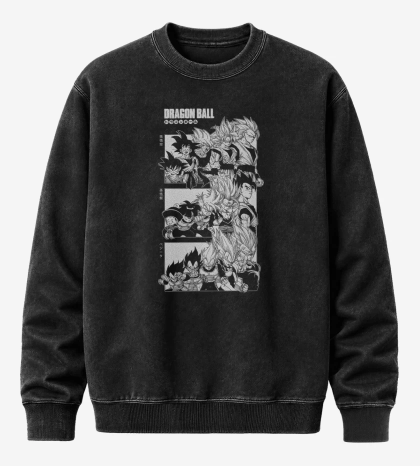 Poleron Polo Acid Wash Negro de Saiyans Z