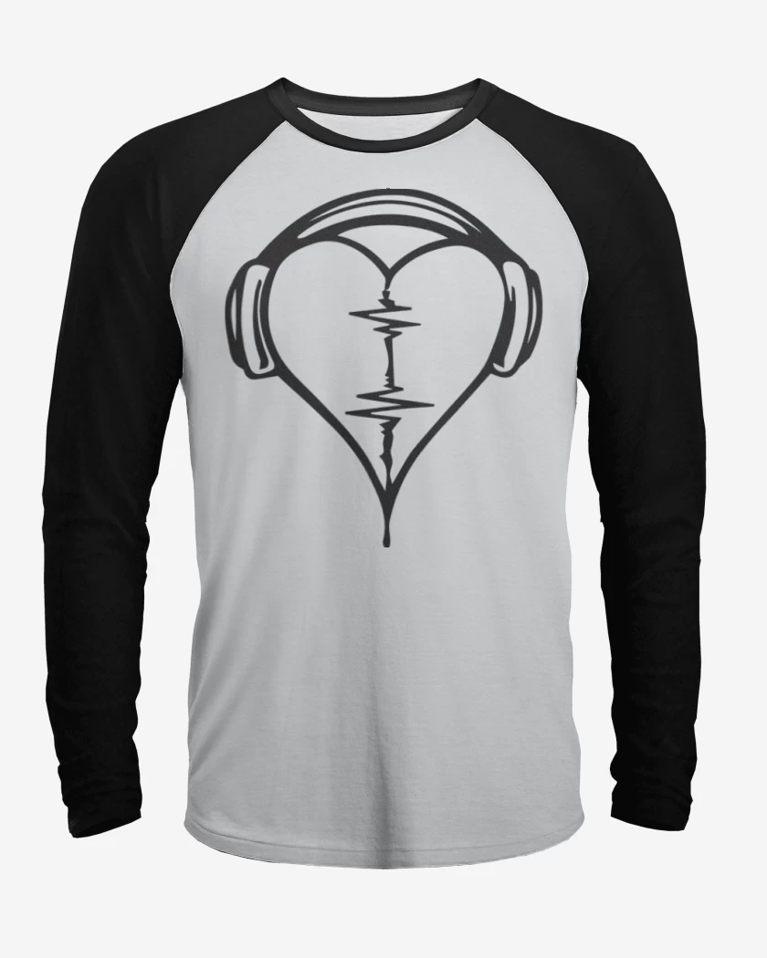 Polera Raglan Blanco / Negro de Heart Music