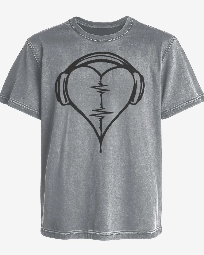 Polera desgastada Gris Melange de Heart Music