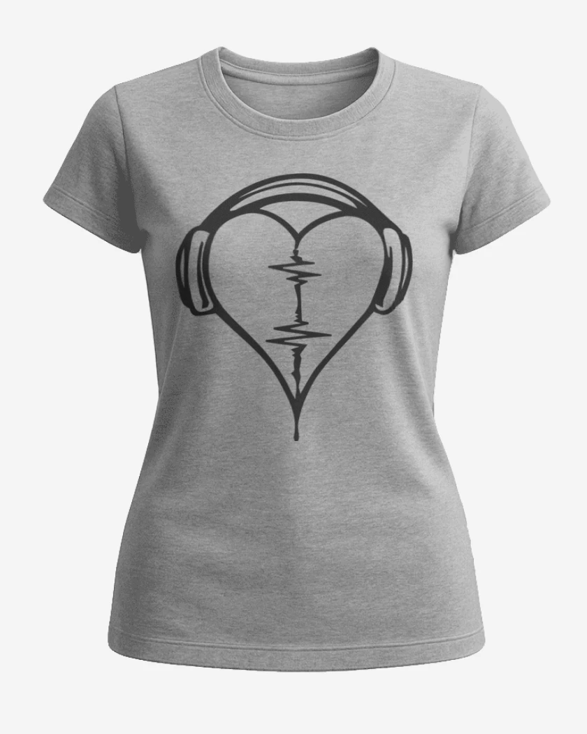 Polera de Mujer Gris Melange de Heart Music