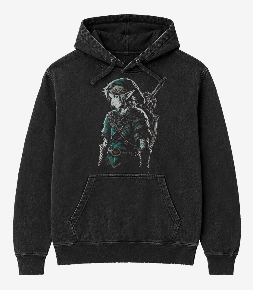 Poleron Canguro Acid Wash Negro de Enlace