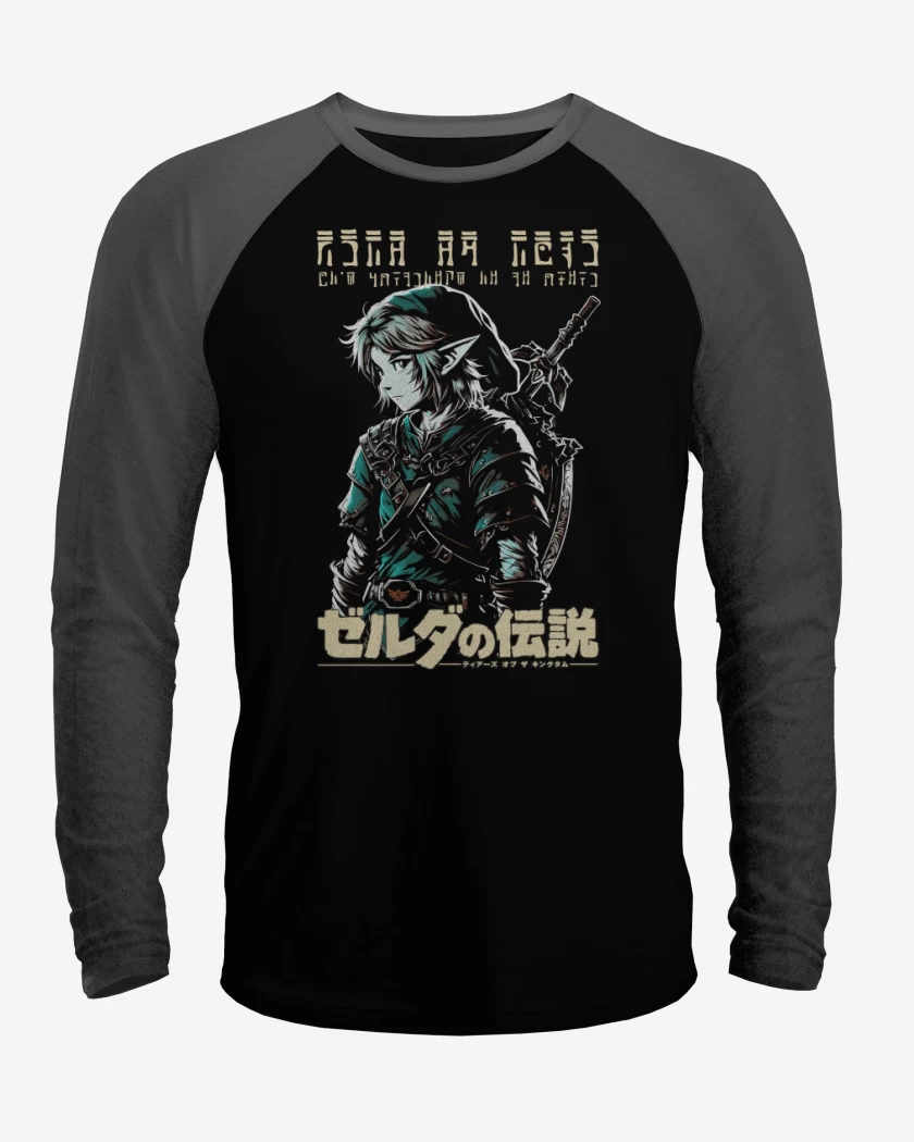Polera Raglan Negro / Negro Heather de Enlace Letras