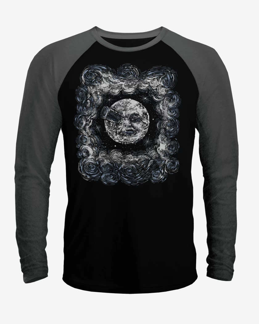 Polera Raglan Negro / Negro Heather de Luna Baleada