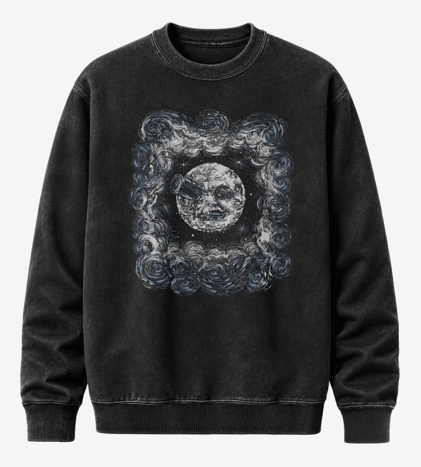 Poleron Polo Acid Wash Negro de Luna Baleada