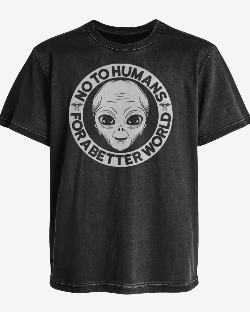 Polera desgastada Negro de No To Humans