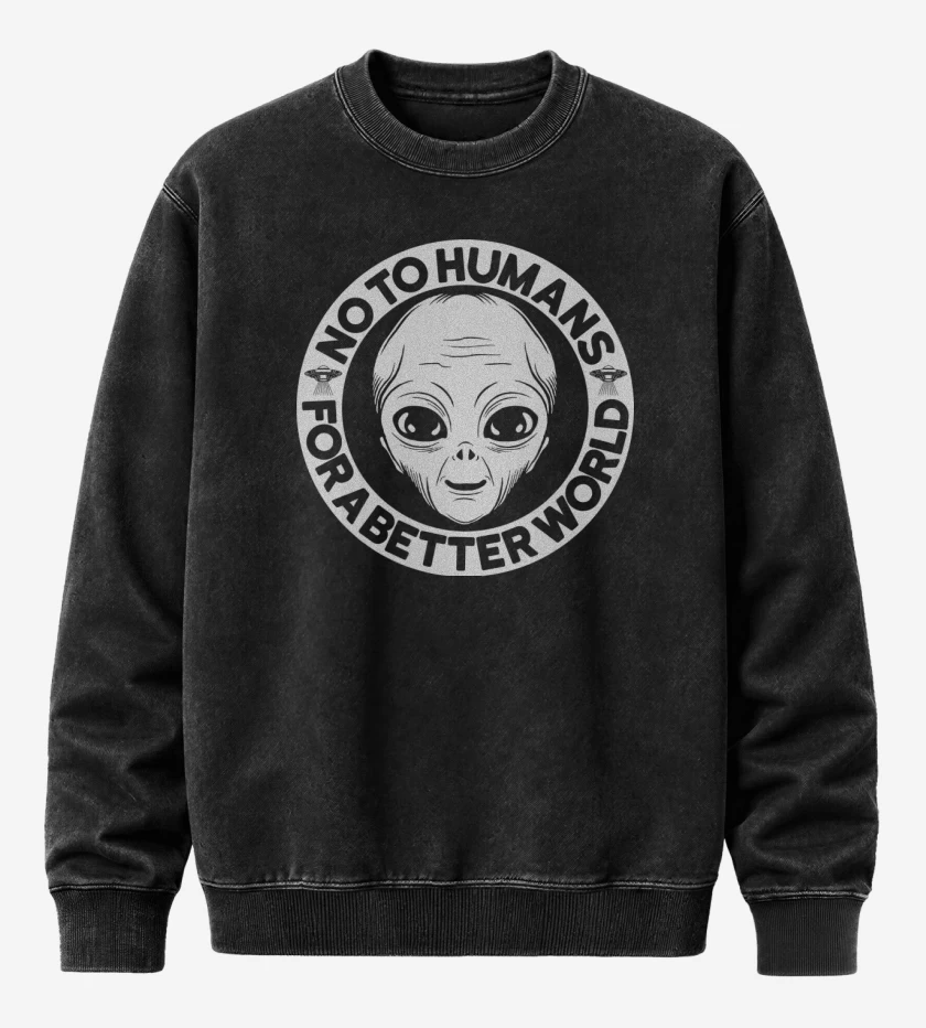 Poleron Polo Acid Wash Negro de No To Humans