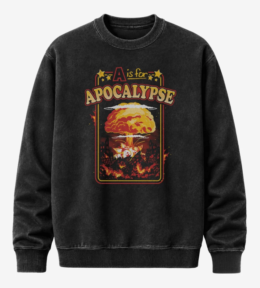 Poleron Polo Acid Wash Negro de A de Apocalipsis