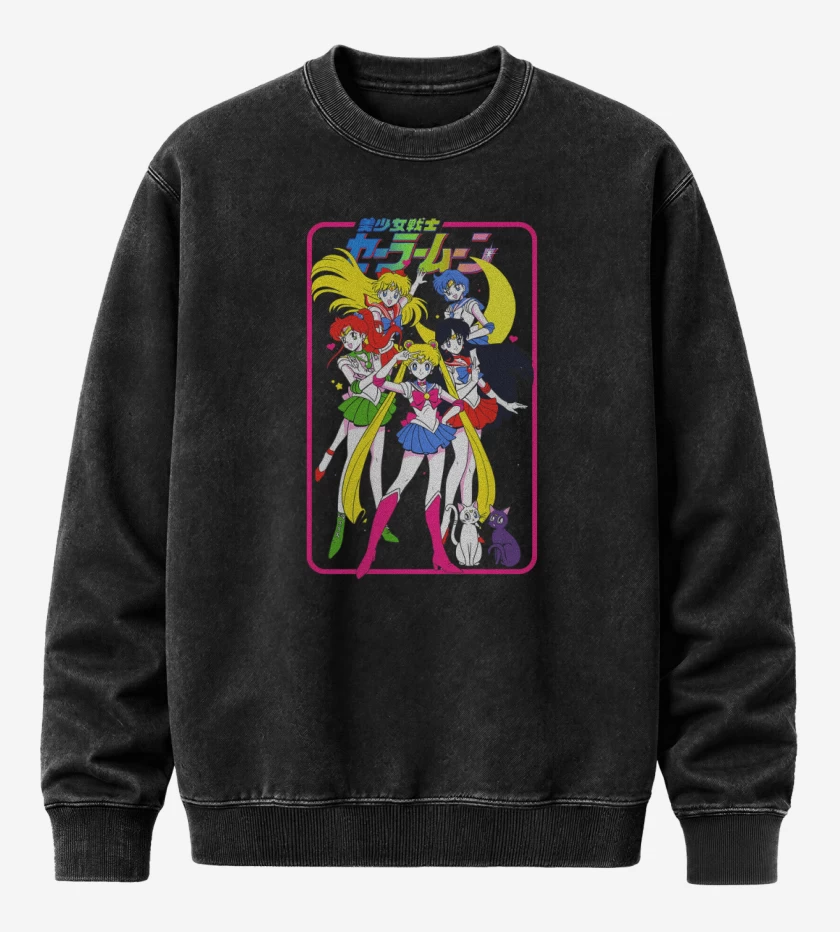 Poleron Polo Acid Wash Negro de Guerreras de la Luna