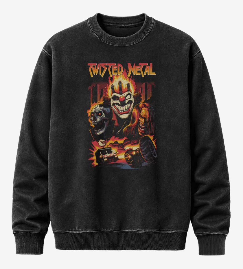 Poleron Polo Acid Wash Negro de Twisted Metal 