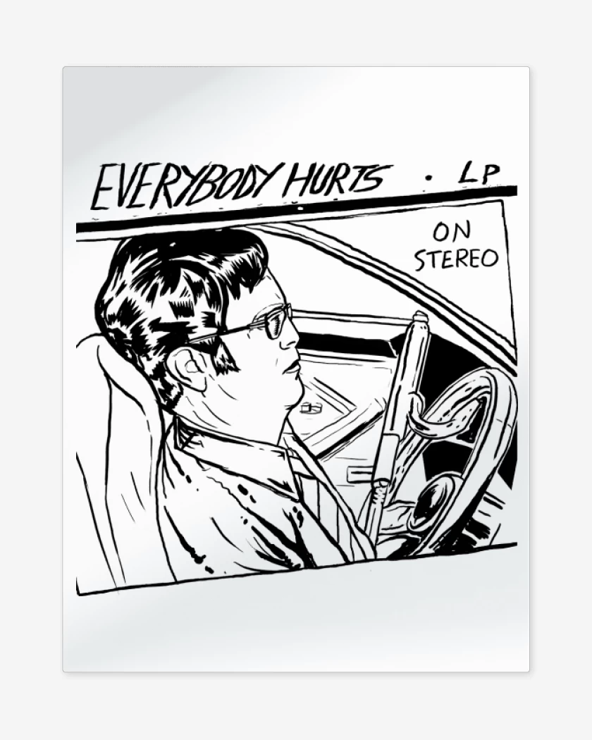 Print metalico Blanco de Everybody Hurts
