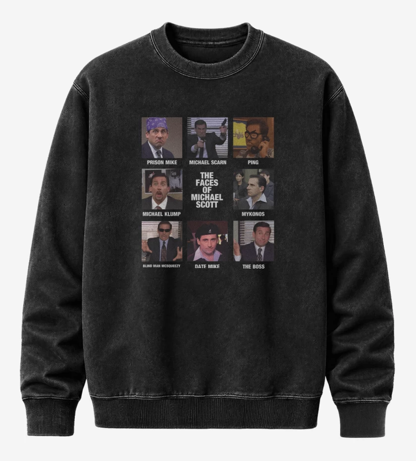 Poleron Polo Acid Wash Negro de The Faces of Michael Scott