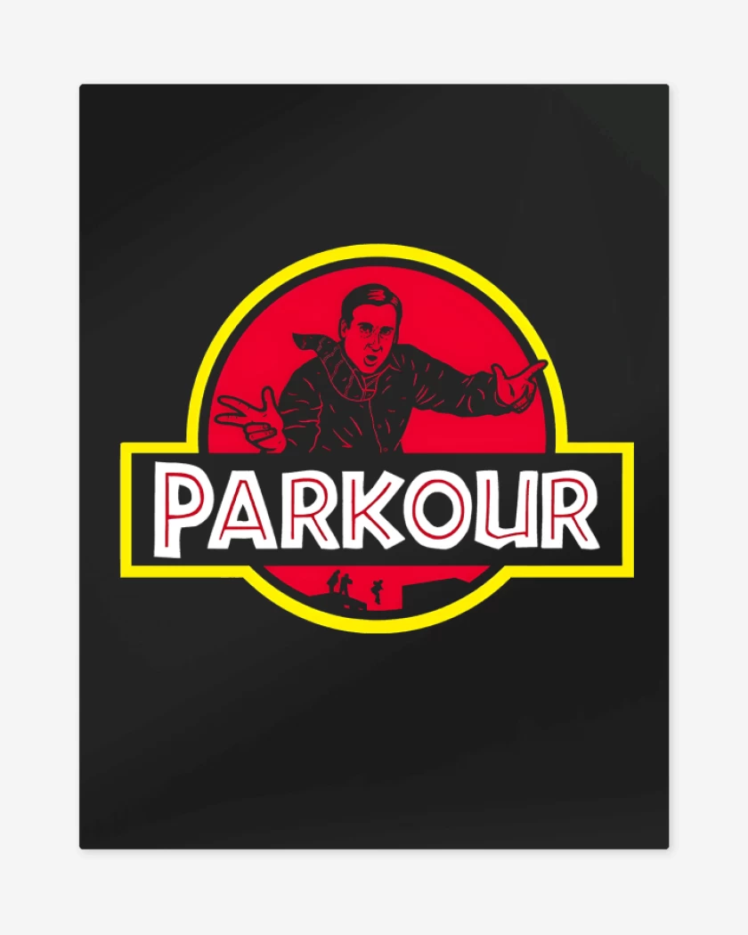 Print metalico Negro de Jurassic Parkour