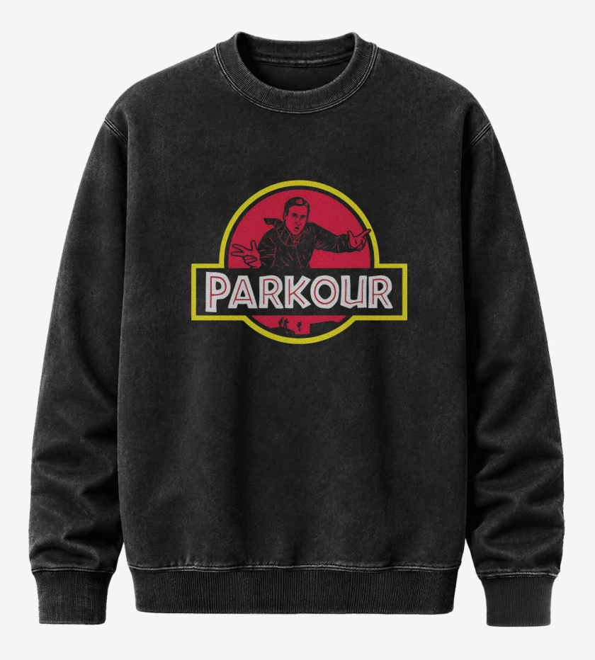 Poleron Polo Acid Wash Negro de Jurassic Parkour