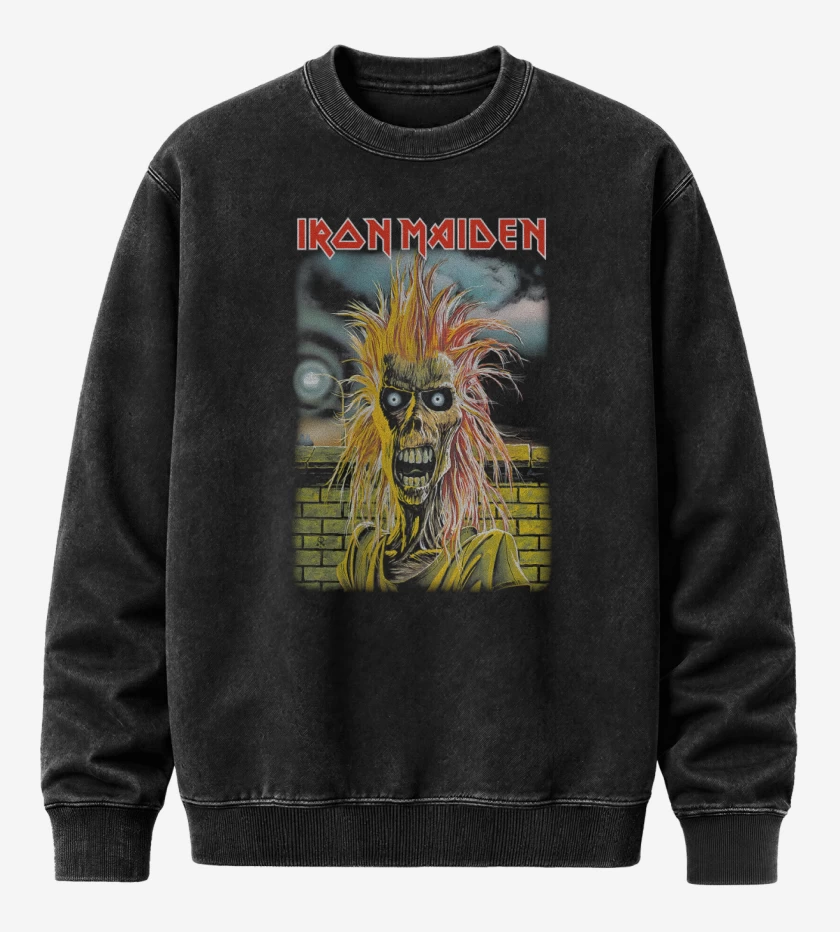Poleron Polo Acid Wash Negro de Iron Maiden ST