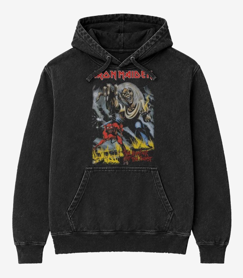 Poleron Canguro Acid Wash Negro de Number of the Beast