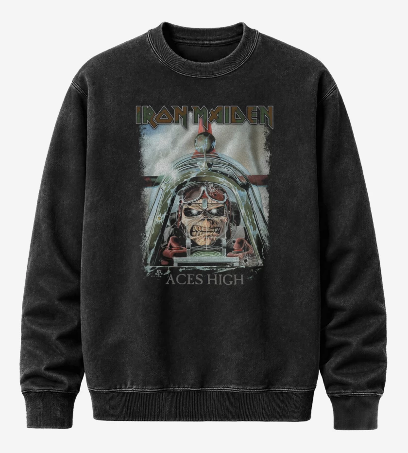Poleron Polo Acid Wash Negro de Eddie Aces High