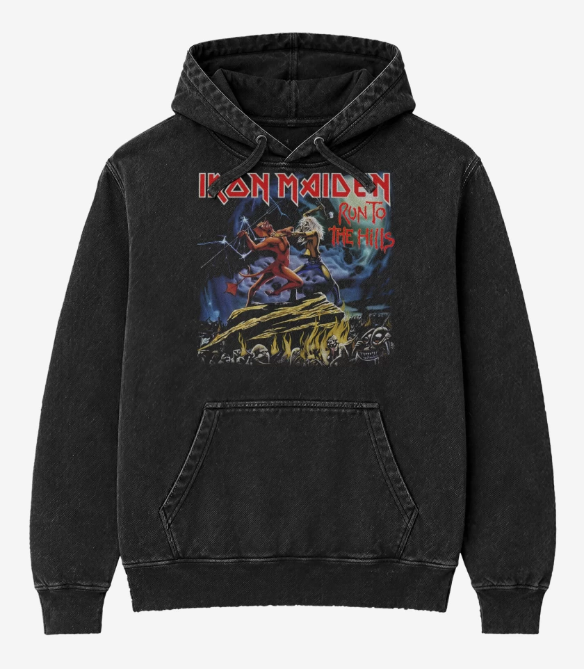 Poleron Canguro Acid Wash Negro de Run to the Hills