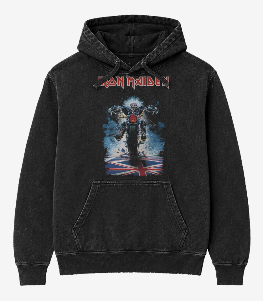 Poleron Canguro Acid Wash Negro de Eddie Motoquero