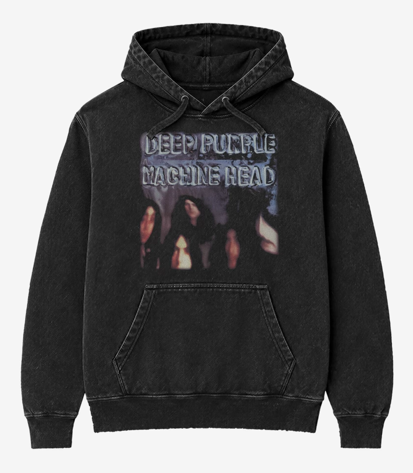Poleron Canguro Acid Wash Negro de Machine Head