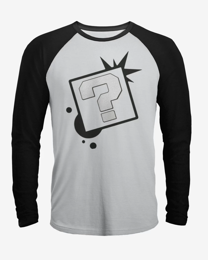 Polera Raglan Blanco / Negro de Interrogacion