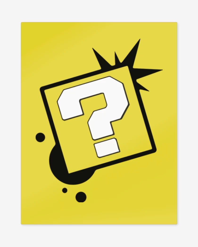 Print metalico Amarillo de Interrogacion