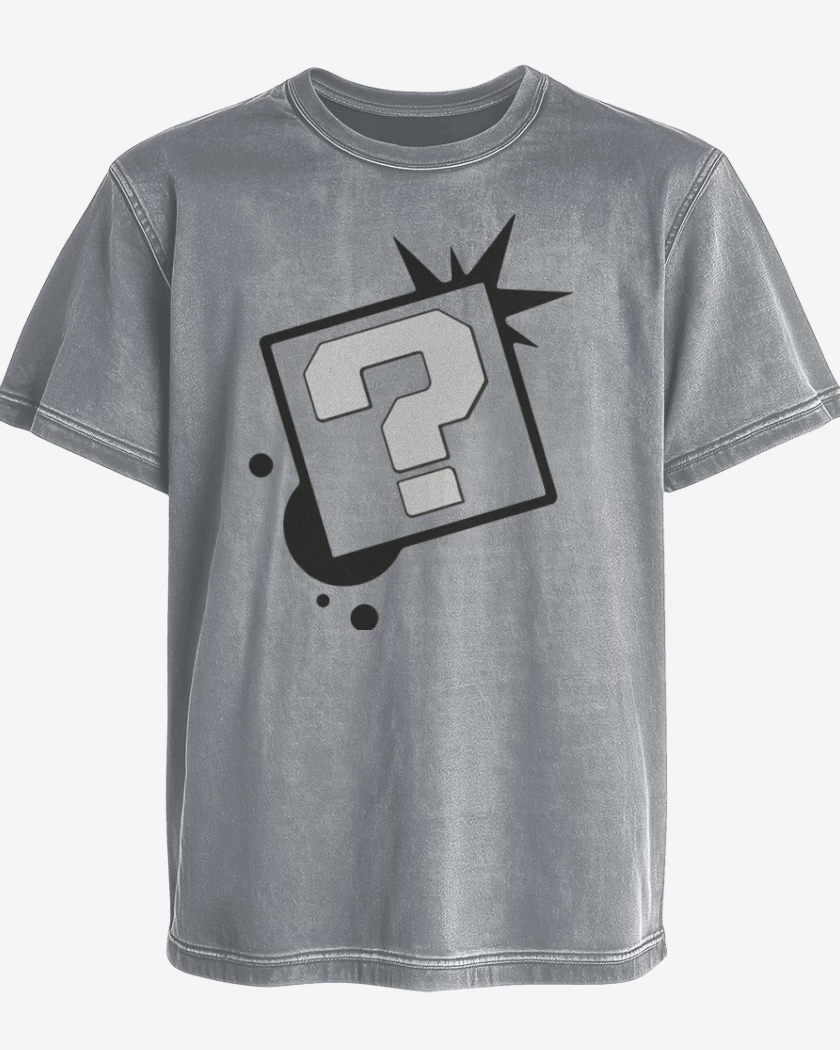 Polera desgastada Gris Melange de Interrogacion