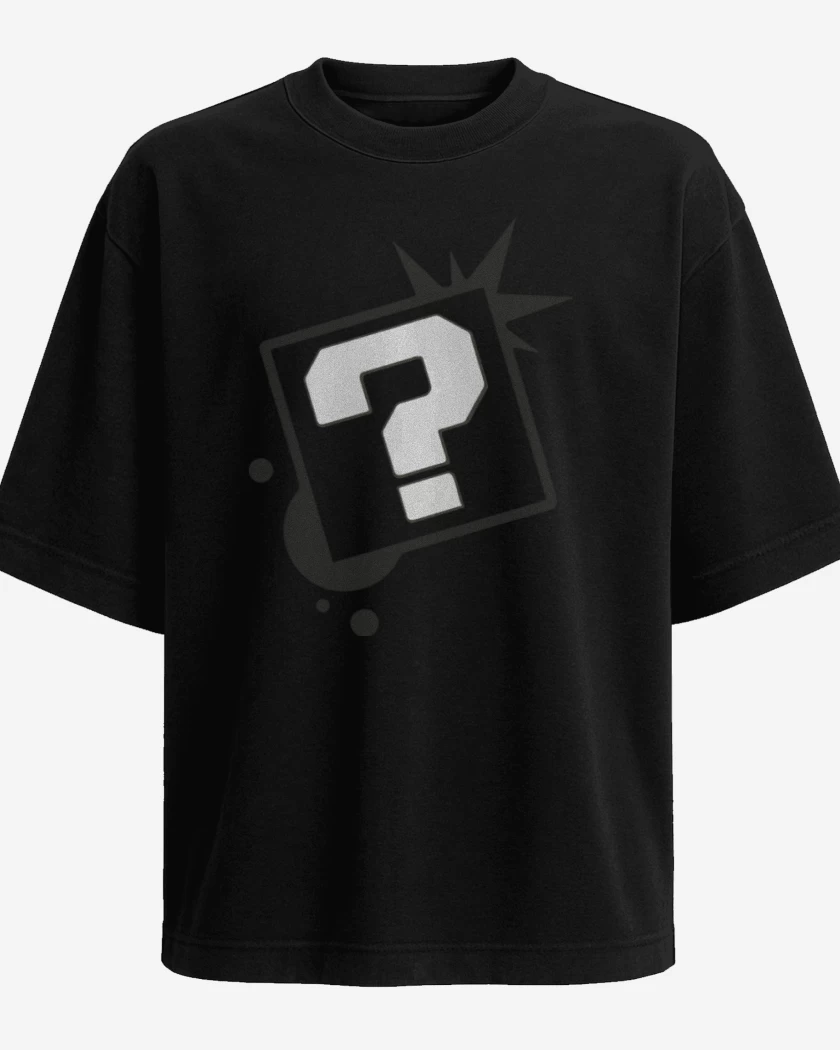 Polera Oversize Negro de Interrogacion