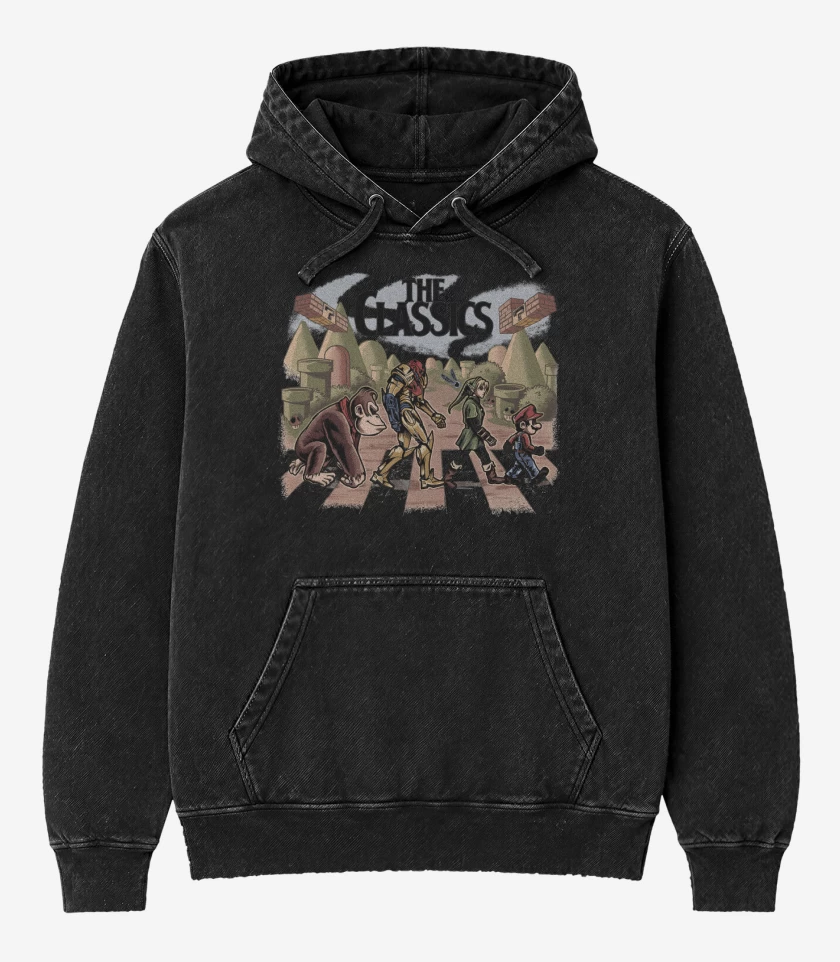 Poleron Canguro Acid Wash Negro de The Classics