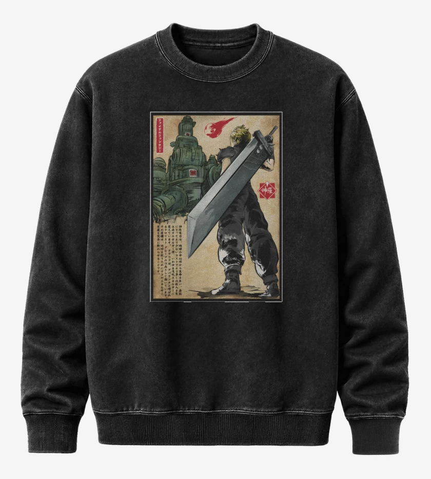 Poleron Polo Acid Wash Negro de Shinra Ukiyoe