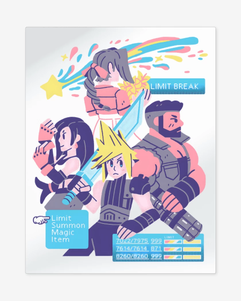 Print metalico Blanco de Avalanche JRPG
