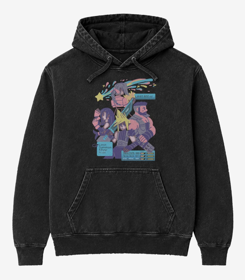 Poleron Canguro Acid Wash Negro de Avalanche JRPG