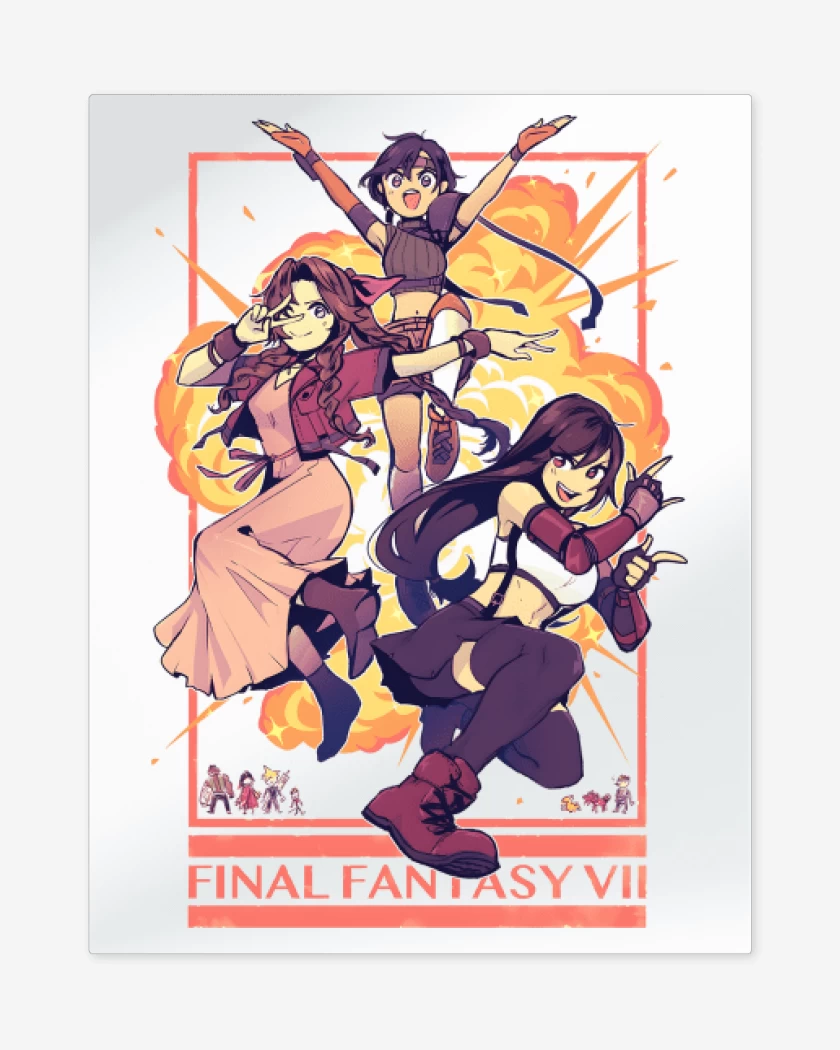 Print metalico Blanco de Tifa x Jesse x Aerith 