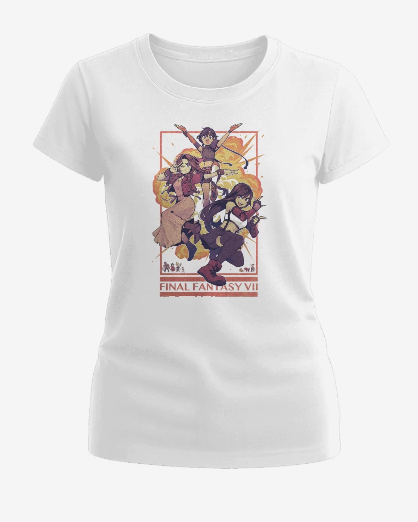 Polera de Mujer Blanco de Tifa x Jesse x Aerith 