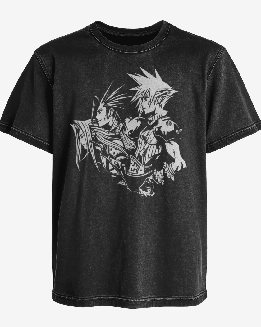 Polera desgastada Negro de Crisis Core