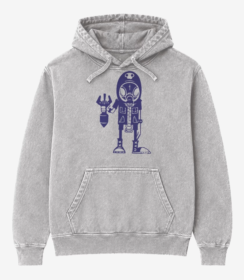 Poleron Canguro Acid Wash Gris Melange de Anarchy