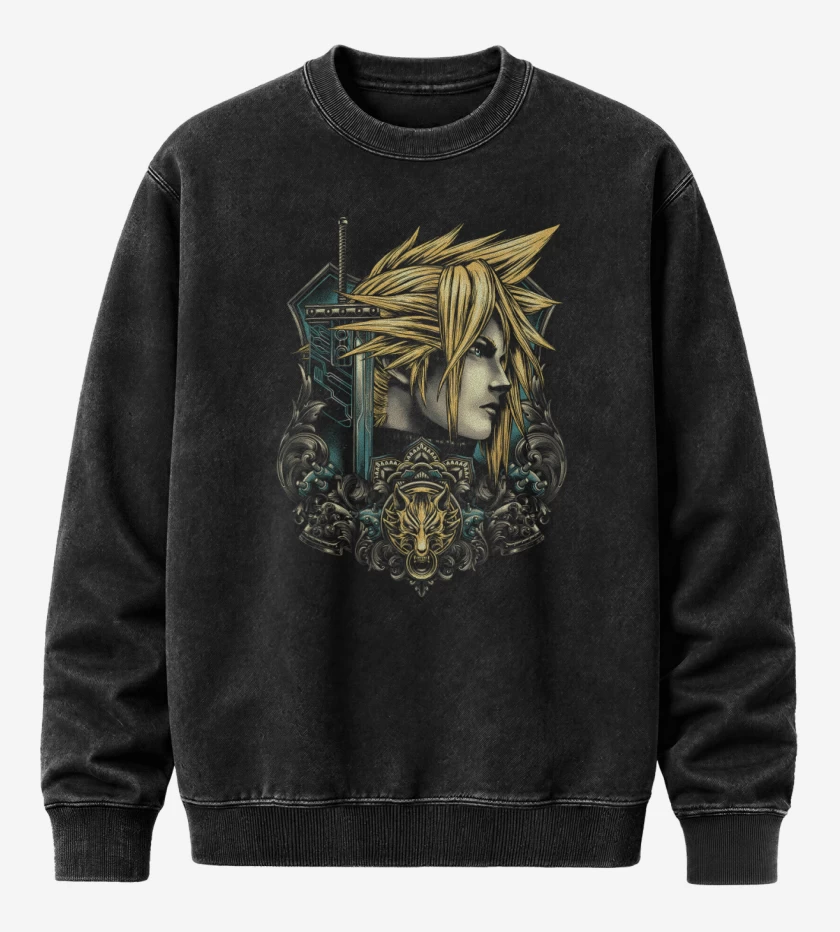 Poleron Polo Acid Wash Negro de Emblema Mercenario
