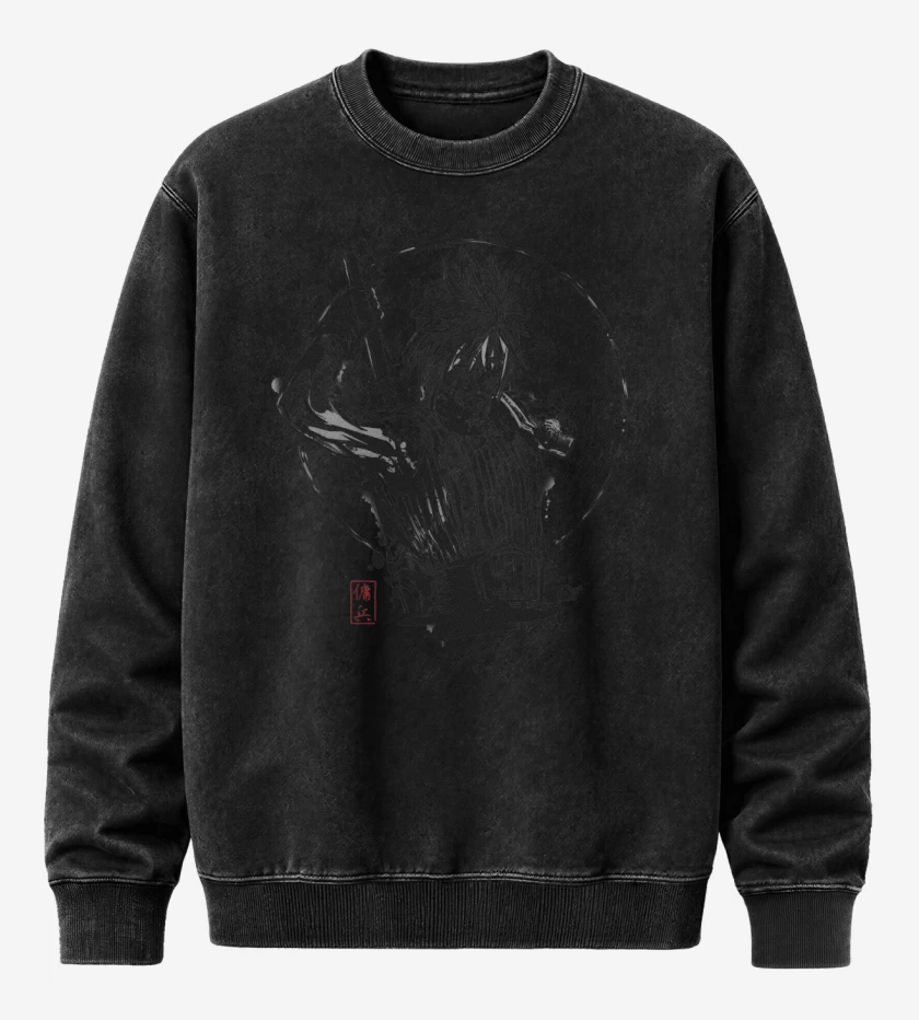 Poleron Polo Acid Wash Negro de Mercenary Cloud